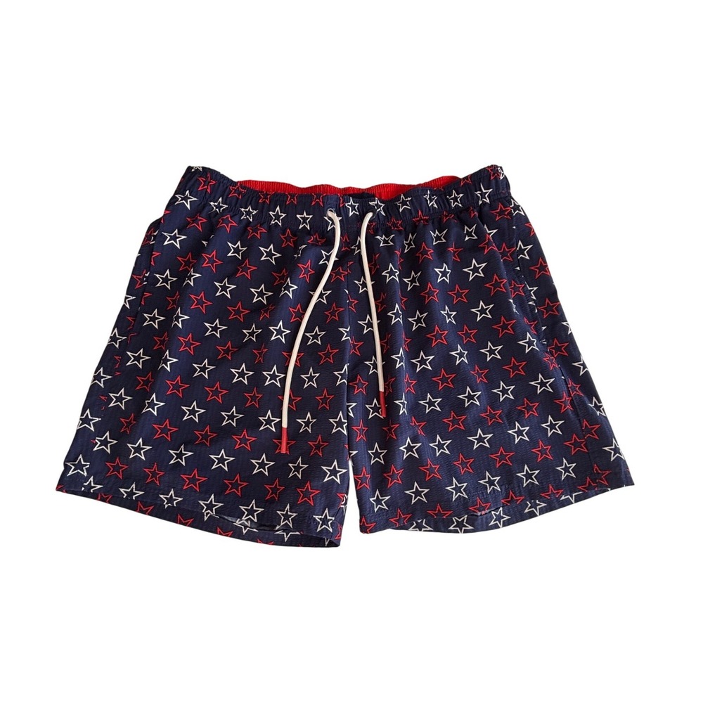 Broken Threads Mens XL Swim Trunks Stars Patriotic Red White Blue Mesh Lined